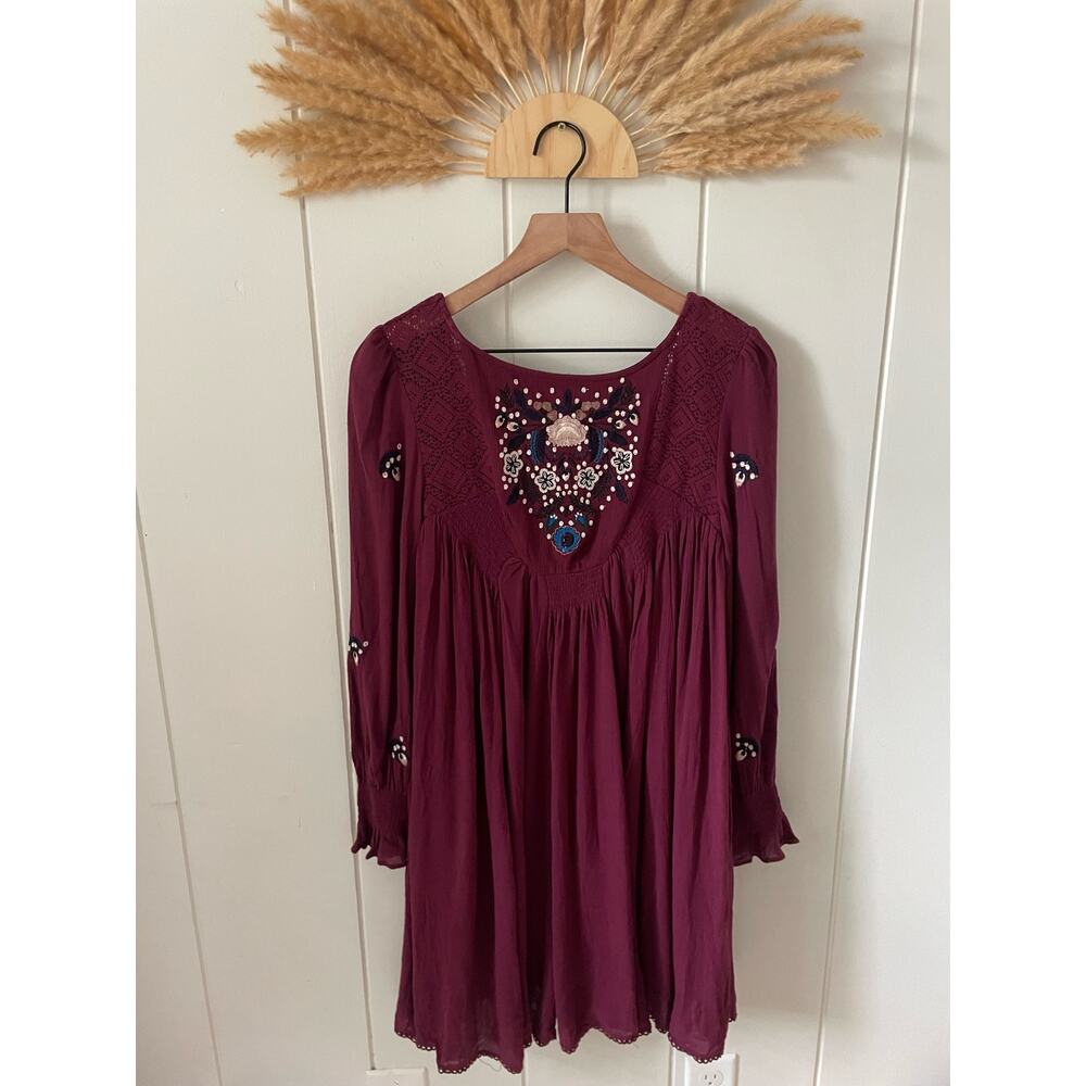 Free People Embroidered Babydoll Dress Boho Cottage - Picture 2 of 8